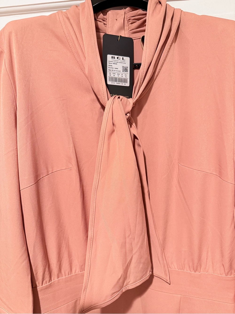 BGL Dusty Peach Tie-Neck Blouse
